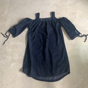 Denim-inspired Dress with Shoulder Cut-outs